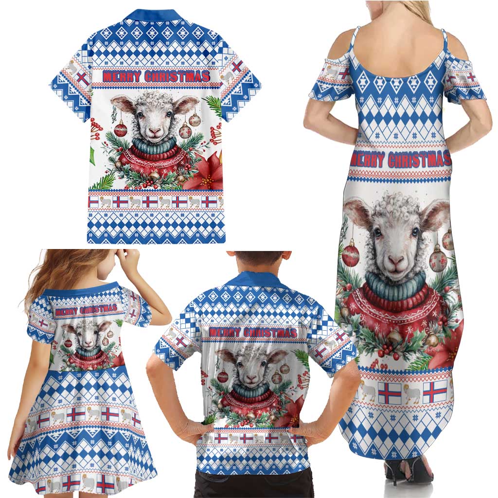 Faroe Islands Christmas Family Matching Summer Maxi Dress and Hawaiian Shirt Cute Faroese Sheep Xmas Patterns - Wonder Print Shop