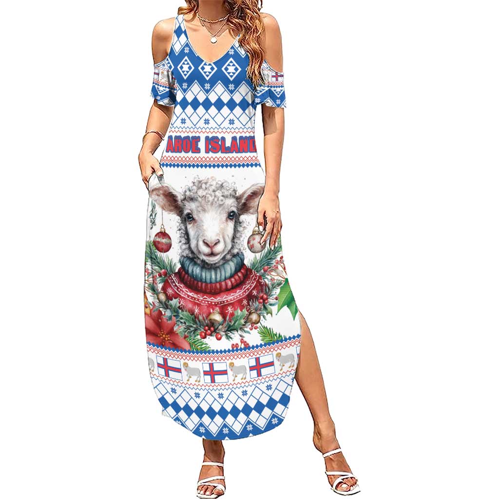 Faroe Islands Christmas Family Matching Summer Maxi Dress and Hawaiian Shirt Cute Faroese Sheep Xmas Patterns - Wonder Print Shop