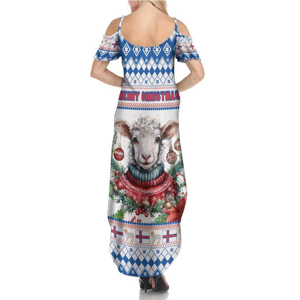 Faroe Islands Christmas Family Matching Summer Maxi Dress and Hawaiian Shirt Cute Faroese Sheep Xmas Patterns - Wonder Print Shop