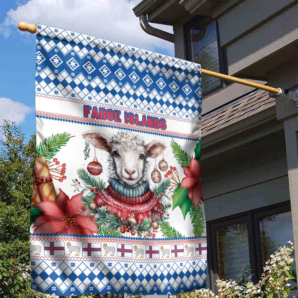 Faroe Islands Christmas Garden Flag Cute Faroese Sheep Xmas Patterns - Wonder Print Shop