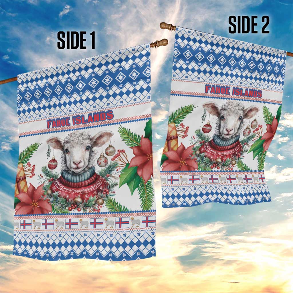 Faroe Islands Christmas Garden Flag Cute Faroese Sheep Xmas Patterns - Wonder Print Shop