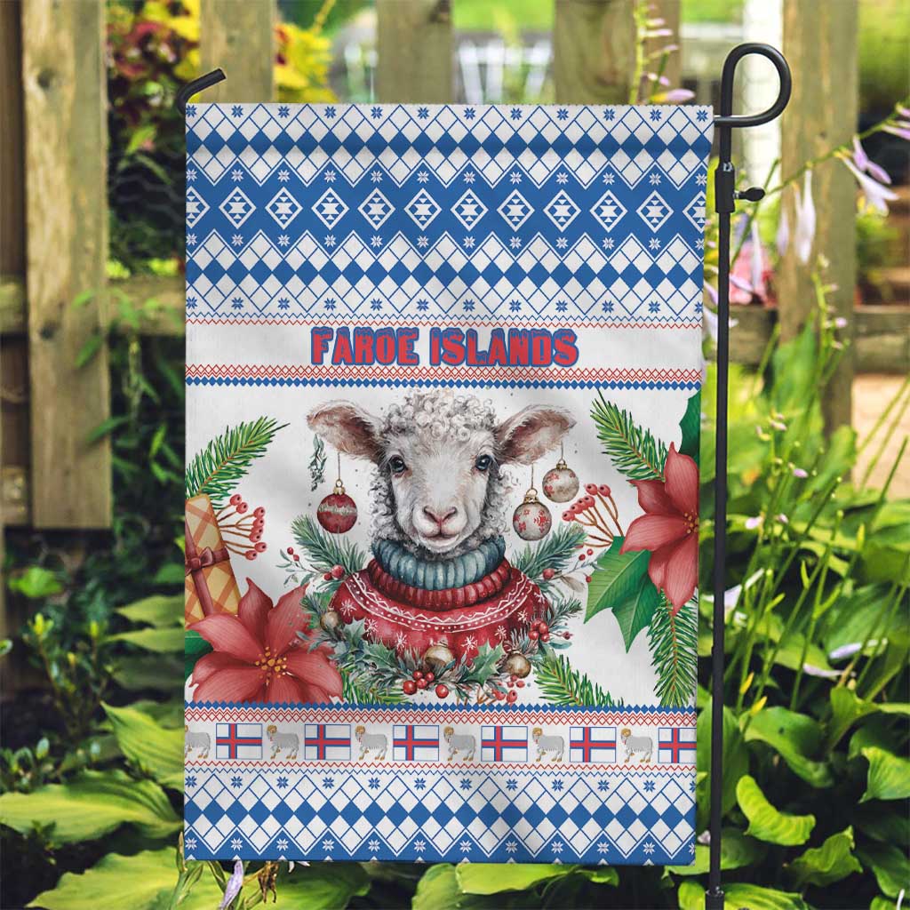 Faroe Islands Christmas Garden Flag Cute Faroese Sheep Xmas Patterns - Wonder Print Shop