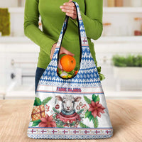 Faroe Islands Christmas Grocery Bag Cute Faroese Sheep Xmas Patterns - Wonder Print Shop