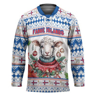 Faroe Islands Christmas Hockey Jersey Cute Faroese Sheep Xmas Patterns - Wonder Print Shop