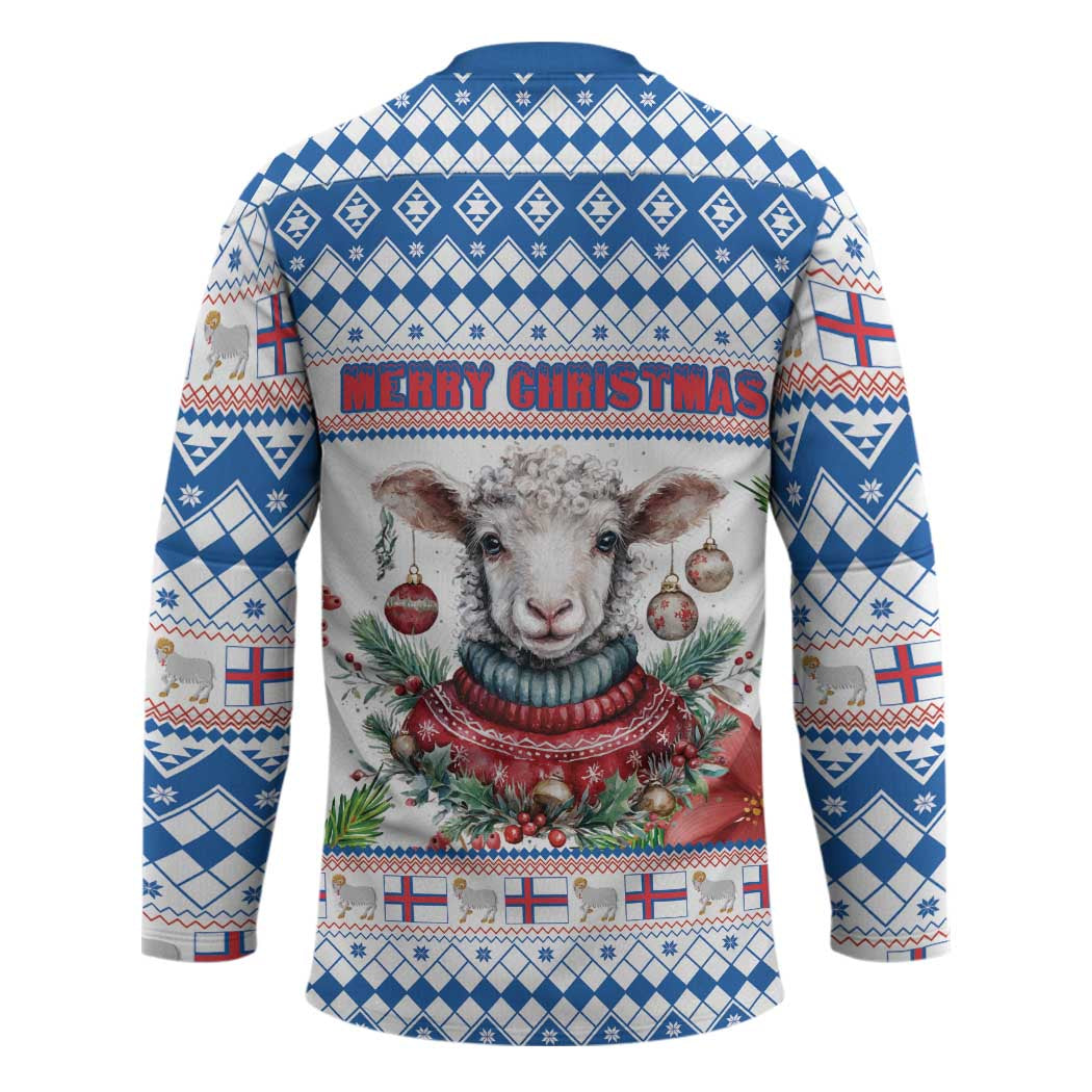 Faroe Islands Christmas Hockey Jersey Cute Faroese Sheep Xmas Patterns - Wonder Print Shop