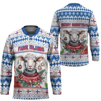 Faroe Islands Christmas Hockey Jersey Cute Faroese Sheep Xmas Patterns - Wonder Print Shop