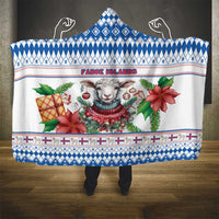 Faroe Islands Christmas Hooded Blanket Cute Faroese Sheep Xmas Patterns - Wonder Print Shop