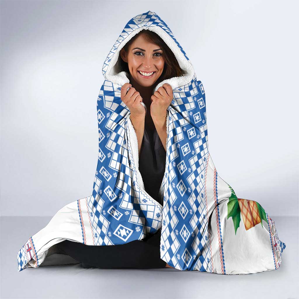 Faroe Islands Christmas Hooded Blanket Cute Faroese Sheep Xmas Patterns - Wonder Print Shop