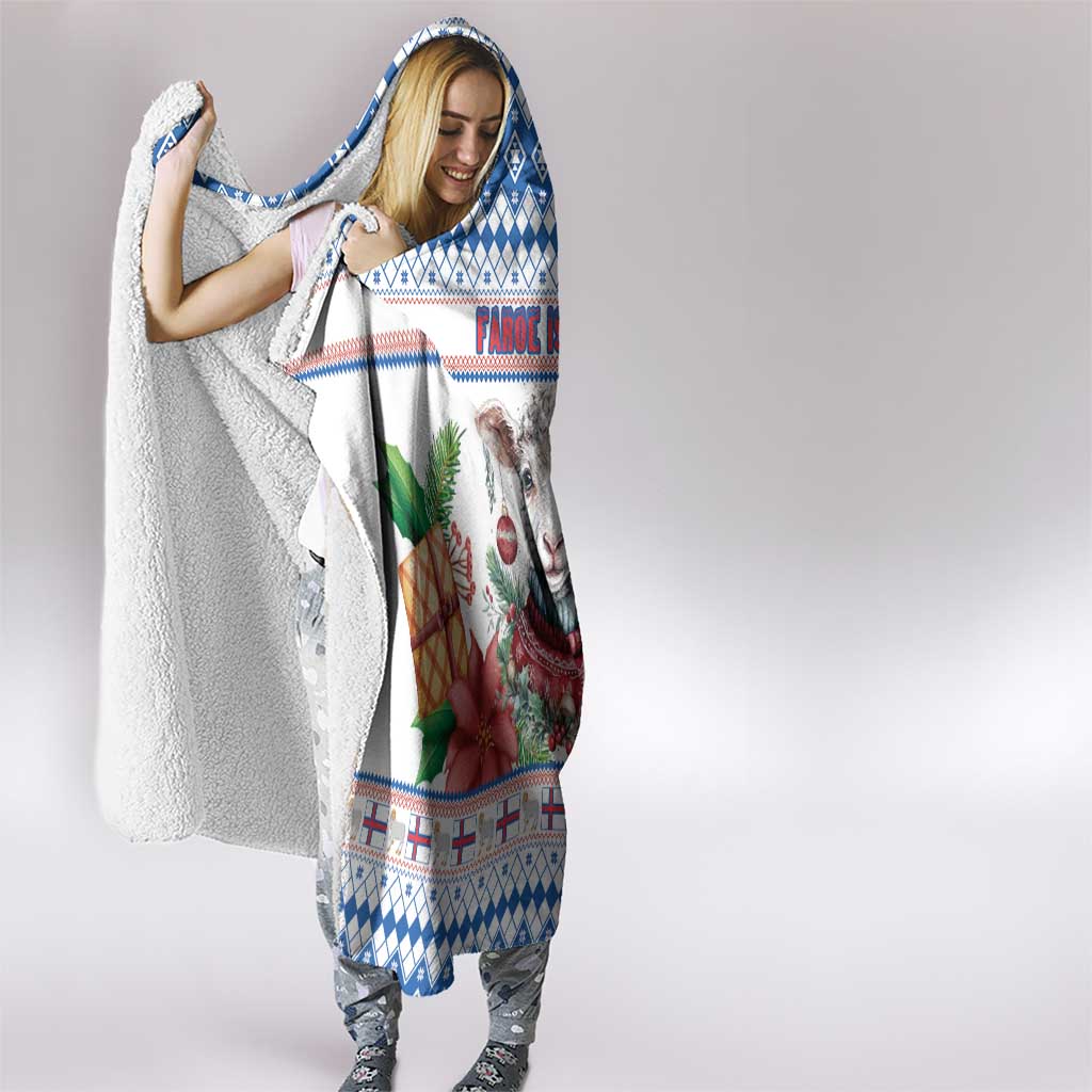 Faroe Islands Christmas Hooded Blanket Cute Faroese Sheep Xmas Patterns - Wonder Print Shop