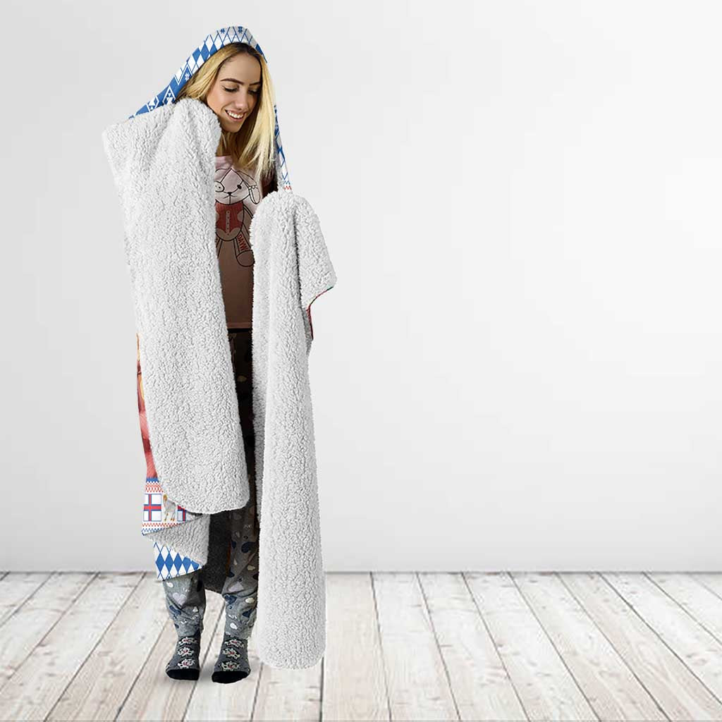 Faroe Islands Christmas Hooded Blanket Cute Faroese Sheep Xmas Patterns - Wonder Print Shop