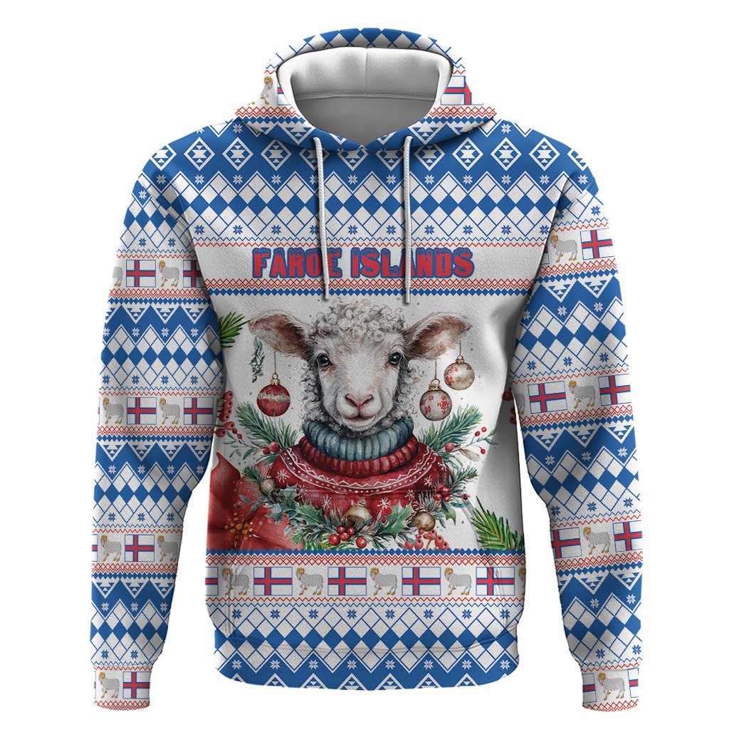 Faroe Islands Christmas Hoodie Cute Faroese Sheep Xmas Patterns - Wonder Print Shop