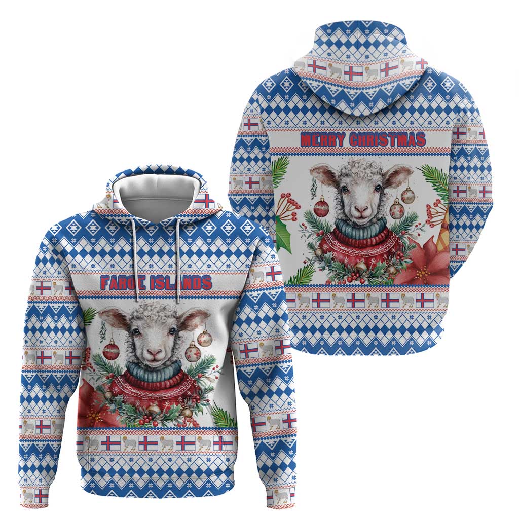 Faroe Islands Christmas Hoodie Cute Faroese Sheep Xmas Patterns - Wonder Print Shop