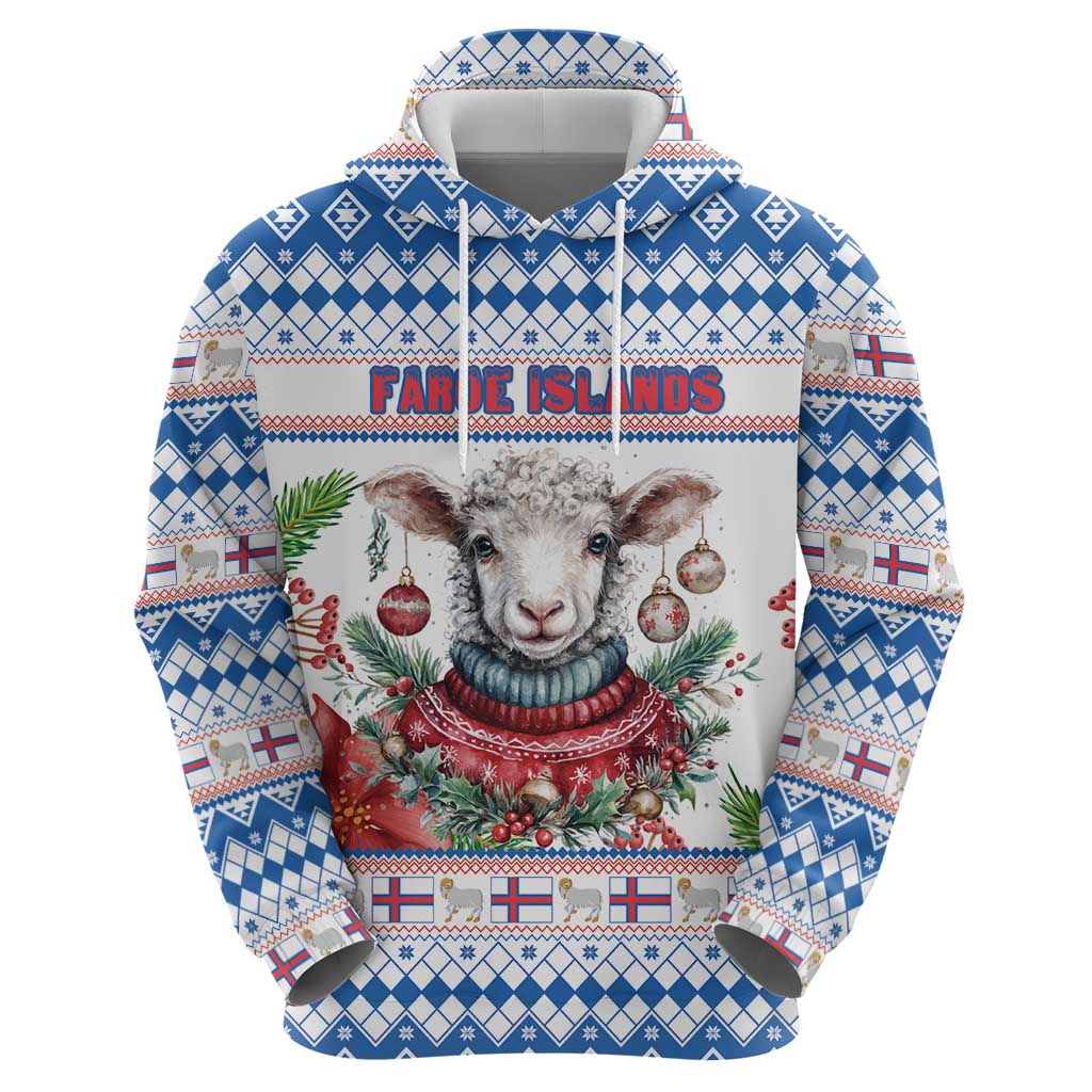 Faroe Islands Christmas Hoodie Cute Faroese Sheep Xmas Patterns - Wonder Print Shop