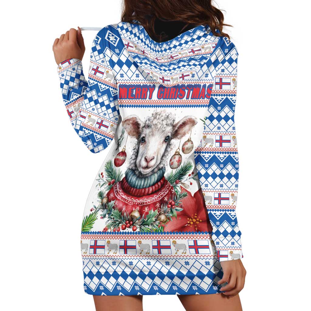 Faroe Islands Christmas Hoodie Dress Cute Faroese Sheep Xmas Patterns - Wonder Print Shop