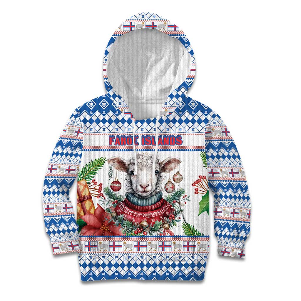 Faroe Islands Christmas Kid Hoodie Cute Faroese Sheep Xmas Patterns - Wonder Print Shop