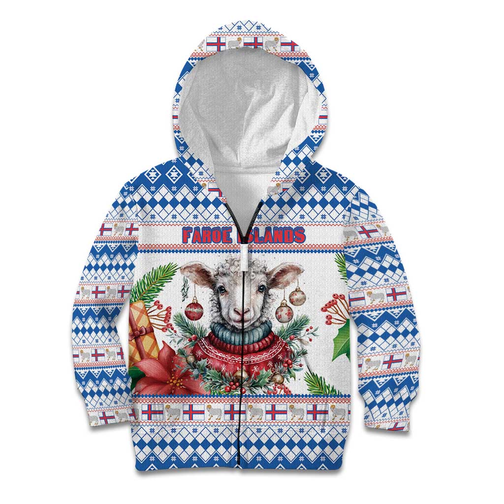 Faroe Islands Christmas Kid Hoodie Cute Faroese Sheep Xmas Patterns - Wonder Print Shop