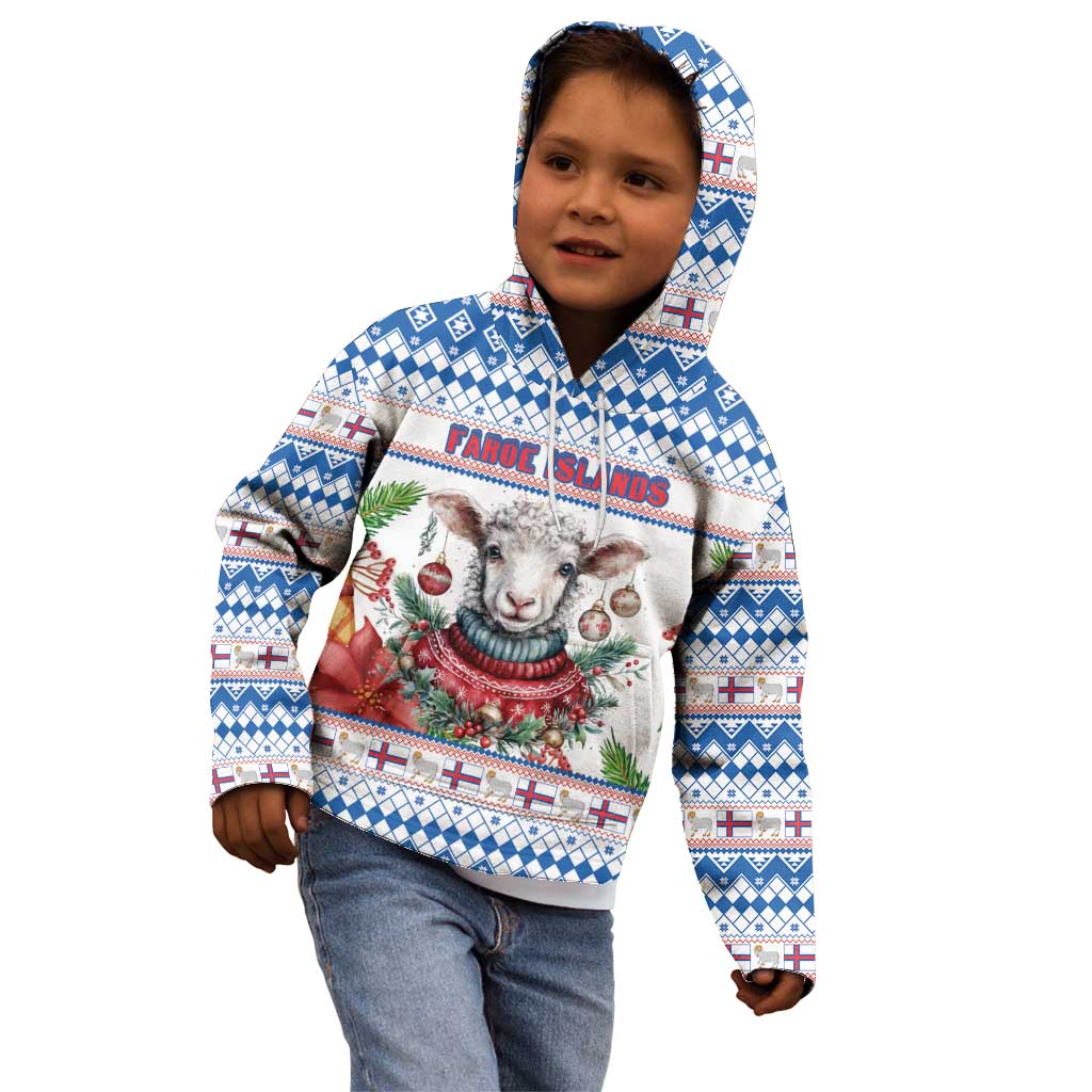 Faroe Islands Christmas Kid Hoodie Cute Faroese Sheep Xmas Patterns - Wonder Print Shop