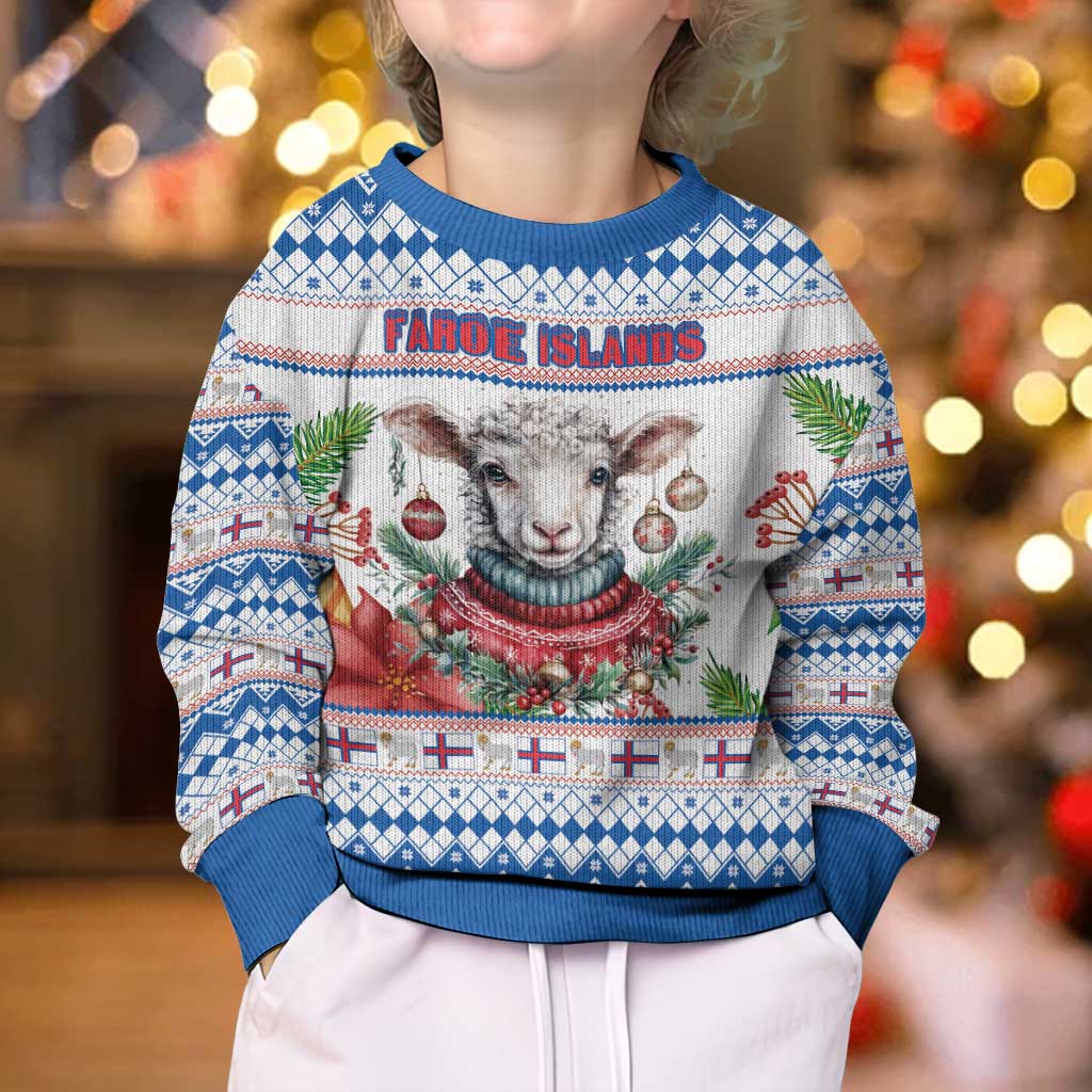 Faroe Islands Christmas Kid Ugly Christmas Sweater Cute Faroese Sheep Xmas Patterns - Wonder Print Shop