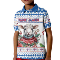 Faroe Islands Christmas Kid Polo Shirt Cute Faroese Sheep Xmas Patterns - Wonder Print Shop