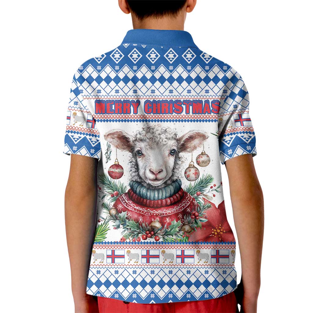 Faroe Islands Christmas Kid Polo Shirt Cute Faroese Sheep Xmas Patterns - Wonder Print Shop