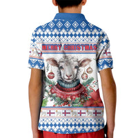 Faroe Islands Christmas Kid Polo Shirt Cute Faroese Sheep Xmas Patterns - Wonder Print Shop