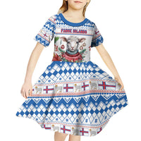 Faroe Islands Christmas Kid Short Sleeve Dress Cute Faroese Sheep Xmas Patterns - Wonder Print Shop