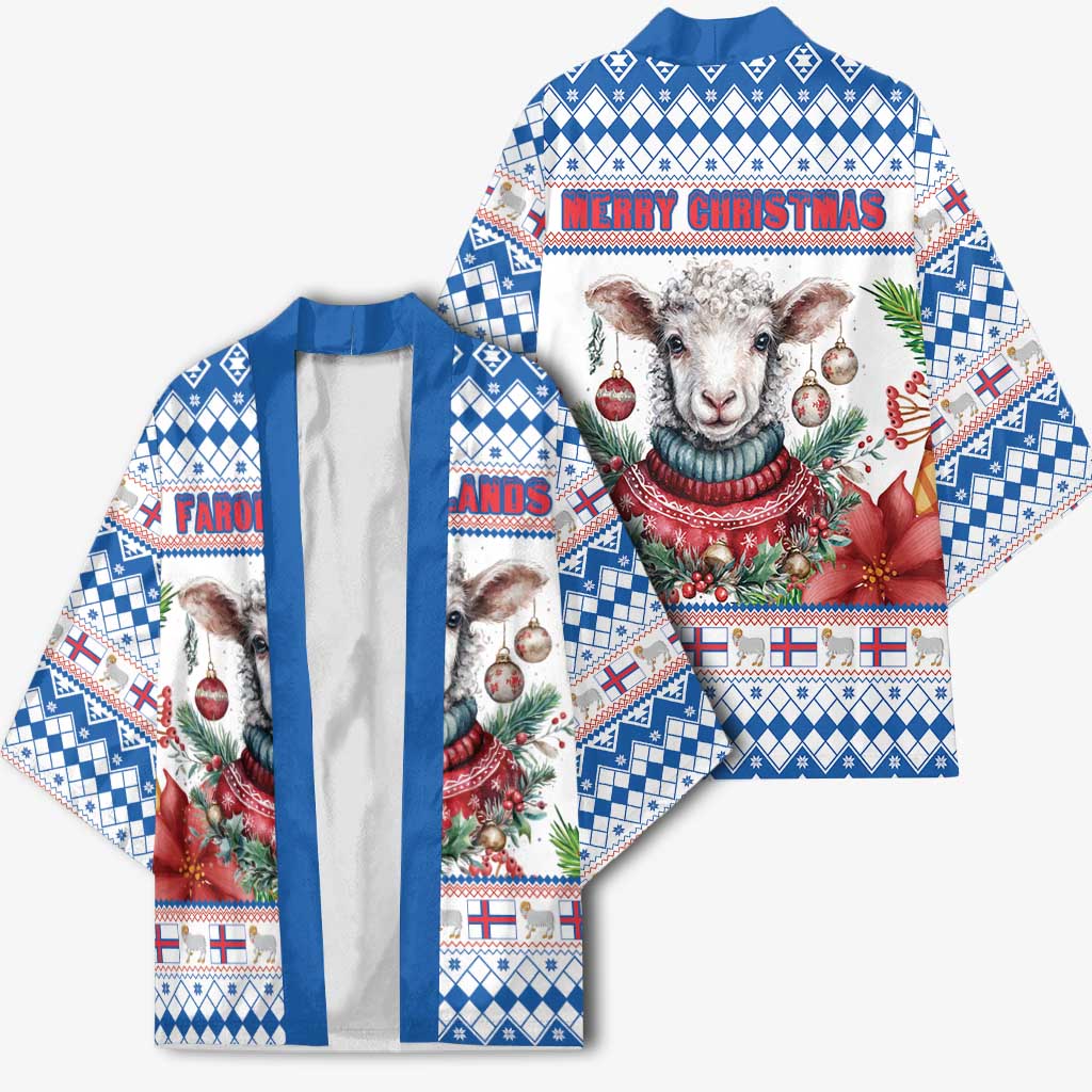 Faroe Islands Christmas Kimono Cute Faroese Sheep Xmas Patterns - Wonder Print Shop