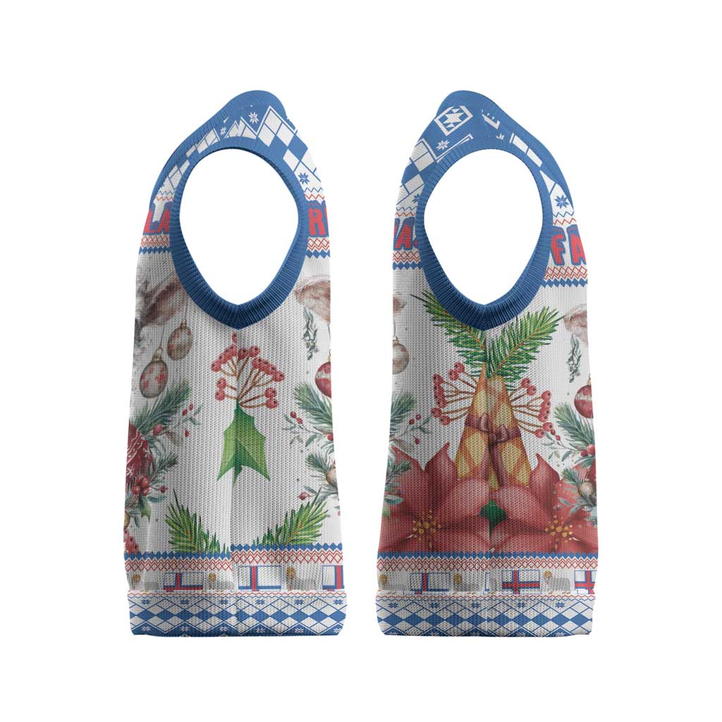 Faroe Islands Christmas Knitted V-Neck Vest Cute Faroese Sheep Xmas Patterns - Wonder Print Shop