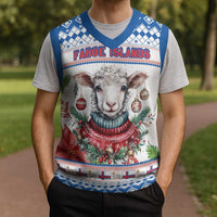 Faroe Islands Christmas Knitted V-Neck Vest Cute Faroese Sheep Xmas Patterns - Wonder Print Shop