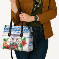 Faroe Islands Christmas Leather Bag Cute Faroese Sheep Xmas Patterns - Wonder Print Shop