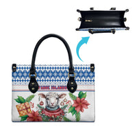 Faroe Islands Christmas Leather Bag Cute Faroese Sheep Xmas Patterns - Wonder Print Shop