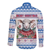 Faroe Islands Christmas Long Sleeve Button Shirt Cute Faroese Sheep Xmas Patterns - Wonder Print Shop