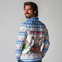 Faroe Islands Christmas Long Sleeve Polo Shirt Cute Faroese Sheep Xmas Patterns - Wonder Print Shop