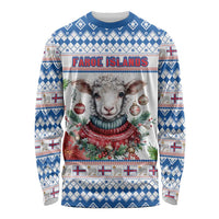 Faroe Islands Christmas Long Sleeve Shirt Cute Faroese Sheep Xmas Patterns - Wonder Print Shop