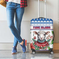 Faroe Islands Christmas Luggage Cover Cute Faroese Sheep Xmas Patterns - Wonder Print Shop