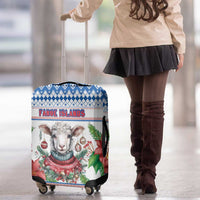 Faroe Islands Christmas Luggage Cover Cute Faroese Sheep Xmas Patterns - Wonder Print Shop