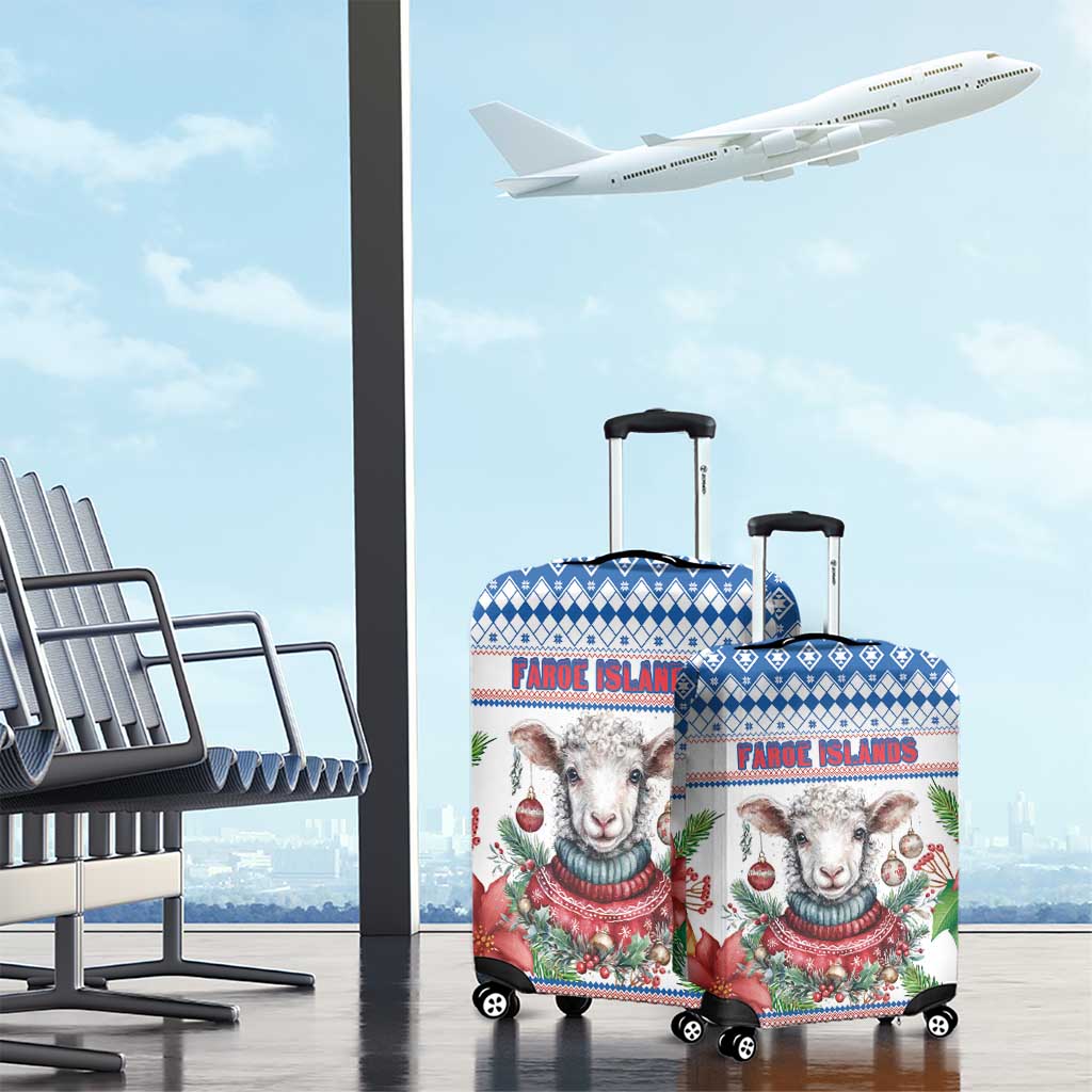 Faroe Islands Christmas Luggage Cover Cute Faroese Sheep Xmas Patterns - Wonder Print Shop