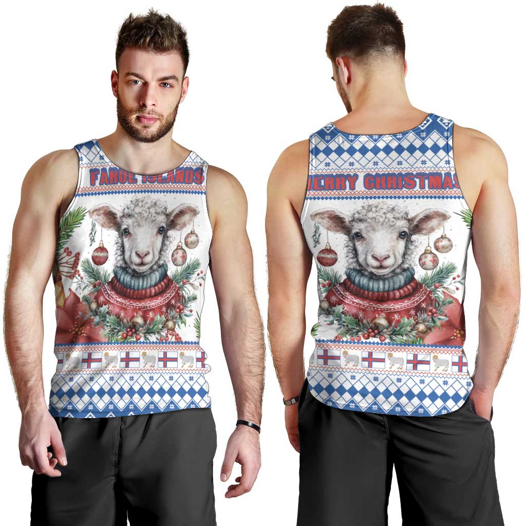 Faroe Islands Christmas Men Tank Top Cute Faroese Sheep Xmas Patterns - Wonder Print Shop