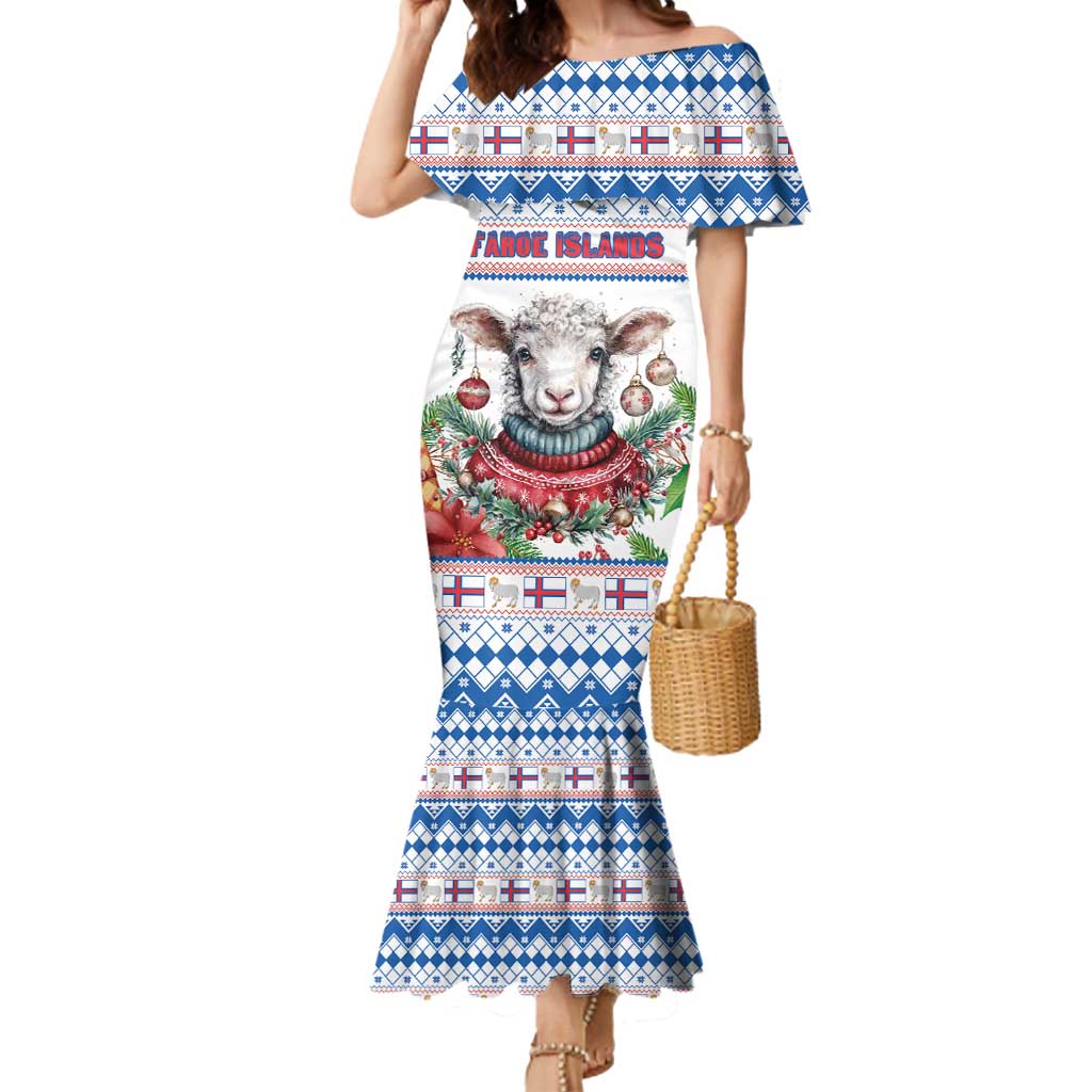 Faroe Islands Christmas Mermaid Dress Cute Faroese Sheep Xmas Patterns - Wonder Print Shop