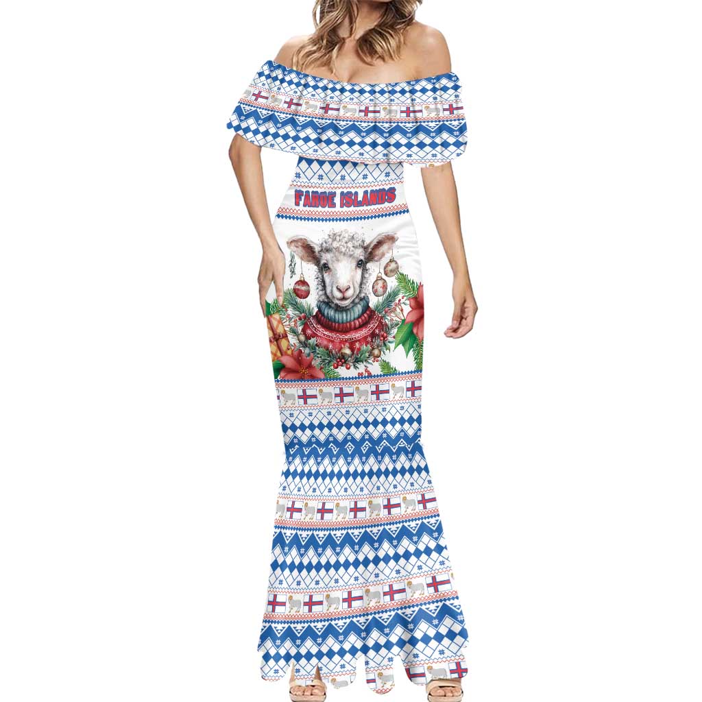 Faroe Islands Christmas Mermaid Dress Cute Faroese Sheep Xmas Patterns - Wonder Print Shop