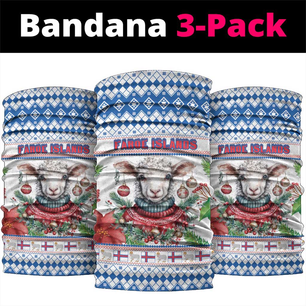 Faroe Islands Christmas Neck Gaiter Cute Faroese Sheep Xmas Patterns - Wonder Print Shop