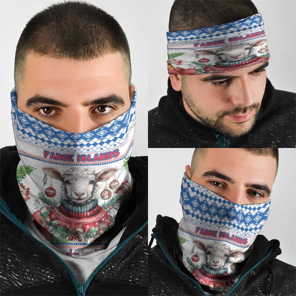 Faroe Islands Christmas Neck Gaiter Cute Faroese Sheep Xmas Patterns - Wonder Print Shop