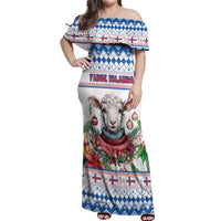 Faroe Islands Christmas Off Shoulder Maxi Dress Cute Faroese Sheep Xmas Patterns - Wonder Print Shop