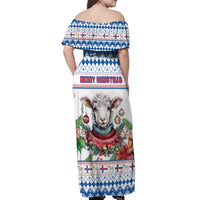 Faroe Islands Christmas Off Shoulder Maxi Dress Cute Faroese Sheep Xmas Patterns - Wonder Print Shop