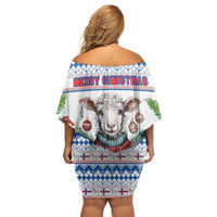 Faroe Islands Christmas Off Shoulder Short Dress Cute Faroese Sheep Xmas Patterns - Wonder Print Shop