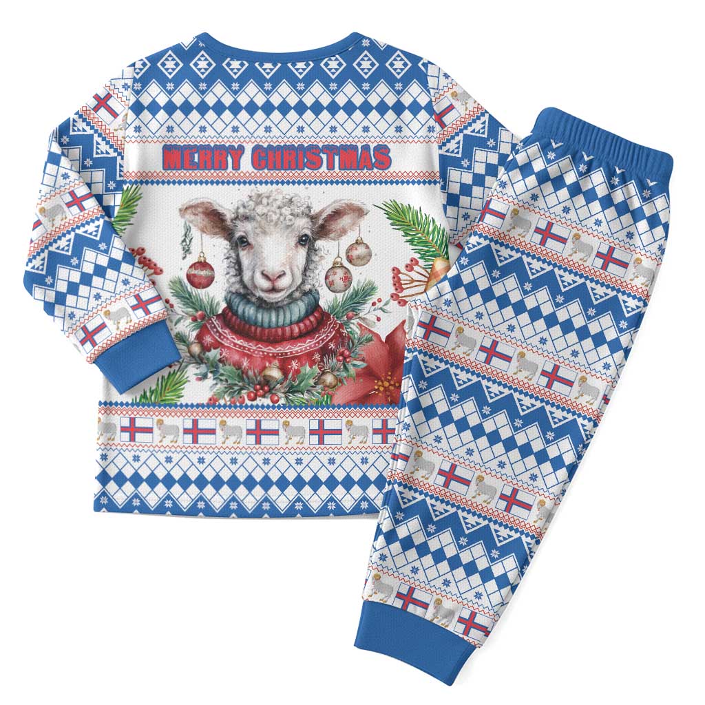 Faroe Islands Christmas Pajama Set Cute Faroese Sheep Xmas Patterns - Wonder Print Shop