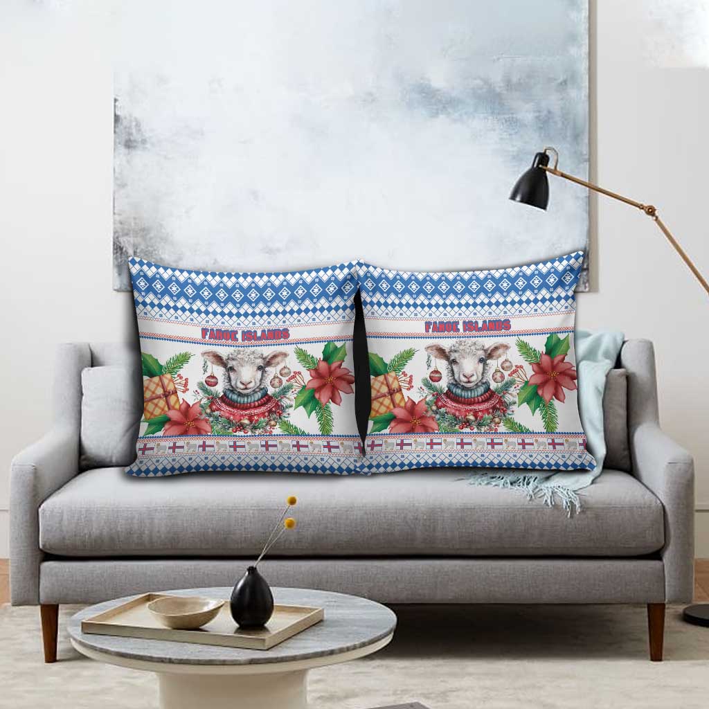 Faroe Islands Christmas Pillow Cover Cute Faroese Sheep Xmas Patterns - Wonder Print Shop
