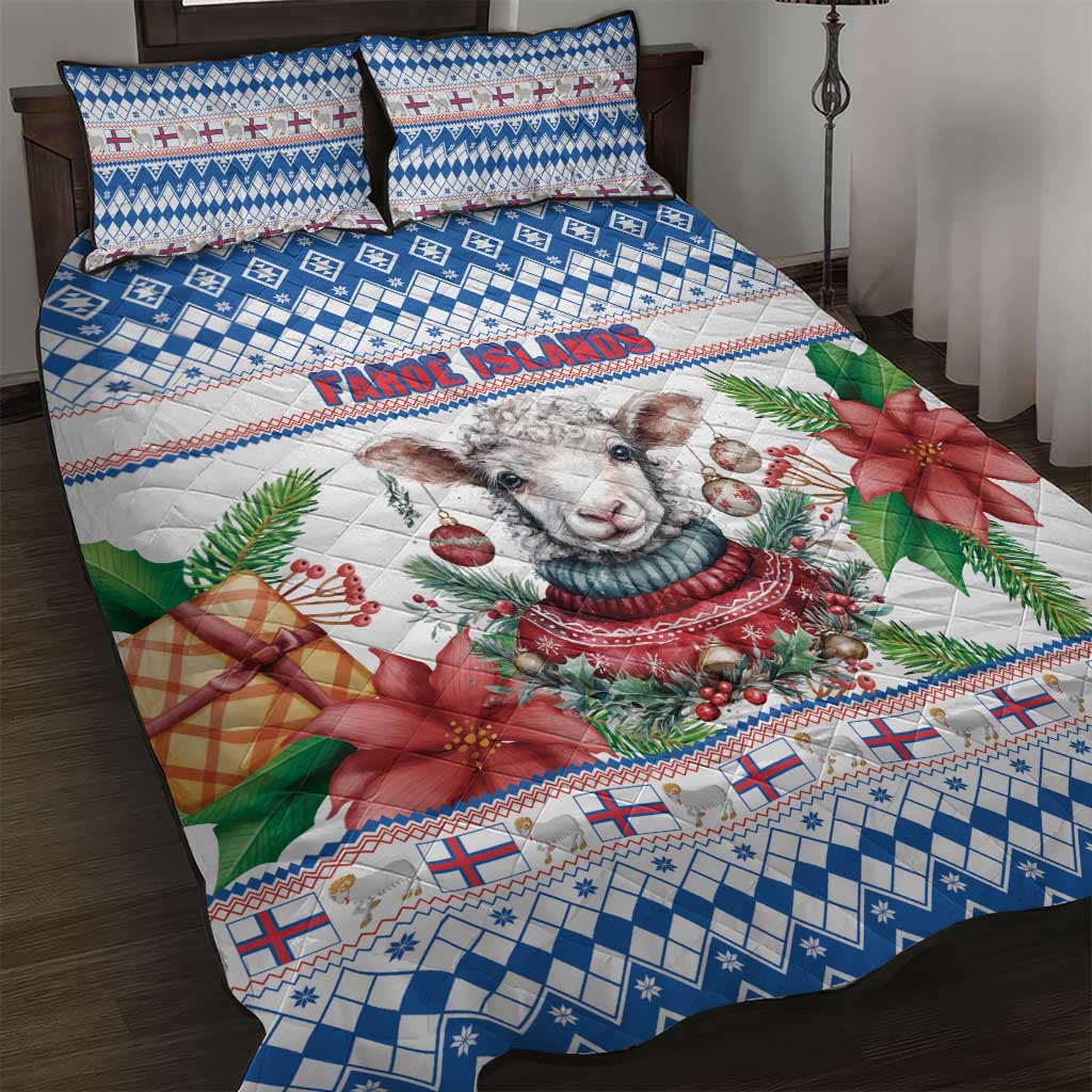 Faroe Islands Christmas Quilt Bed Set Cute Faroese Sheep Xmas Patterns - Wonder Print Shop