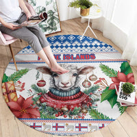 Faroe Islands Christmas Round Carpet Cute Faroese Sheep Xmas Patterns - Wonder Print Shop