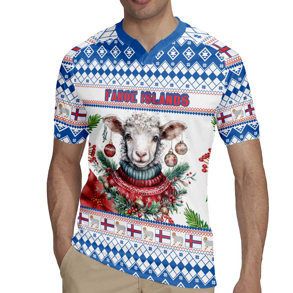 Faroe Islands Christmas Rugby Jersey Cute Faroese Sheep Xmas Patterns - Wonder Print Shop